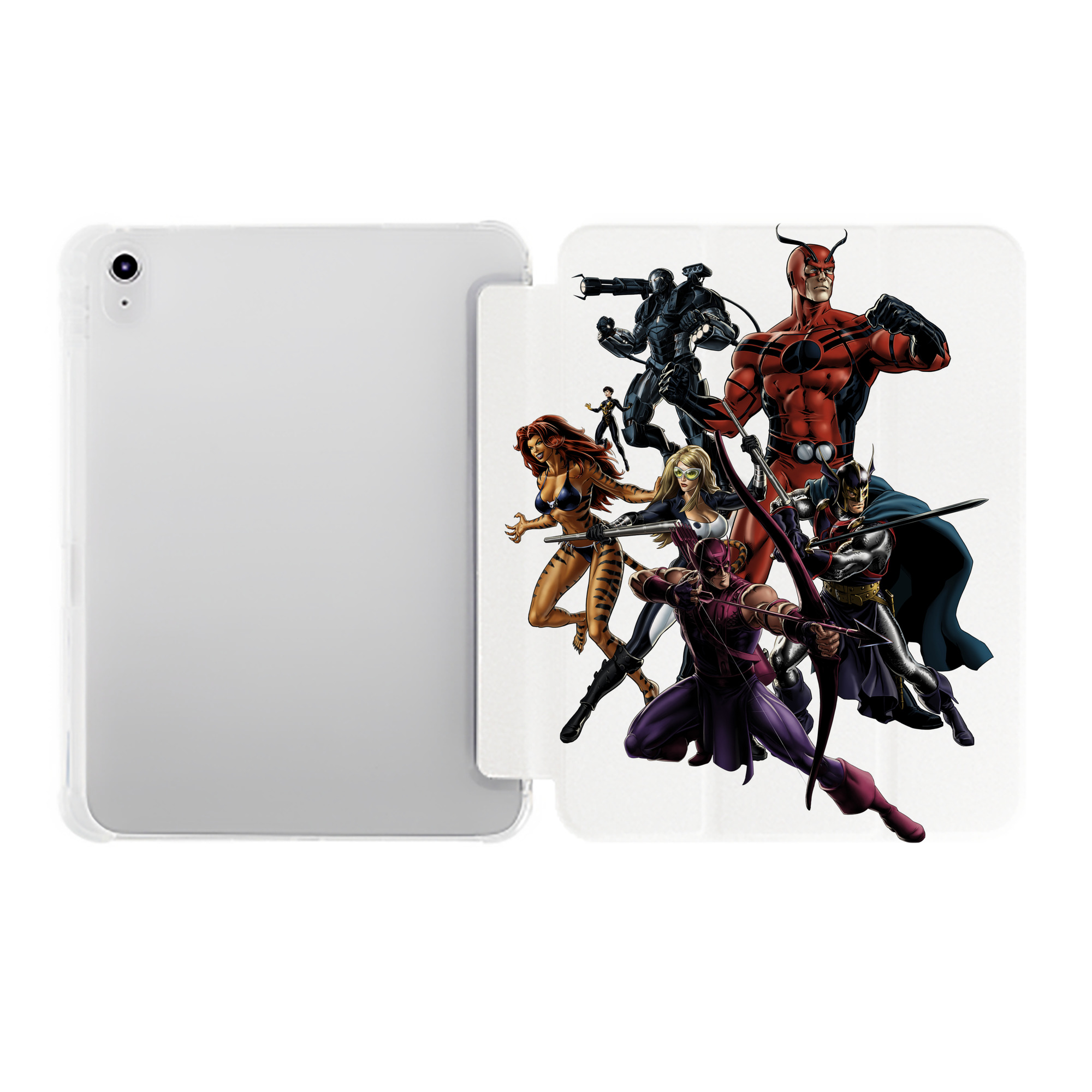 （画像用） アベンジャーズ The Avengers IPad ケース ペン収納付き 三つ折りスタンド PUレザー×シリコン 対応機種9.5/10.5/10.9インチ